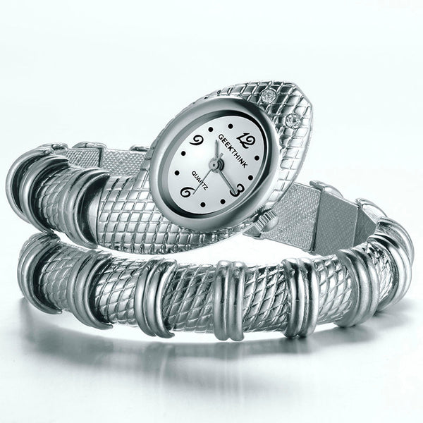 Reloj Pulsera Dorado Diseño Serpiente para Mujer