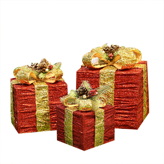 Juego de 3 Cajas Decorativas Navideñas de Hierro Forjado para Árbol de Navidad - Image 3