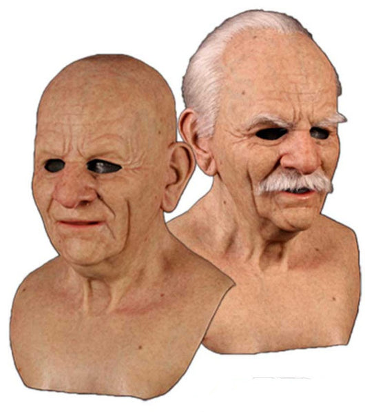 Máscara de Anciano con Cabello Blanco y Barba para Halloween