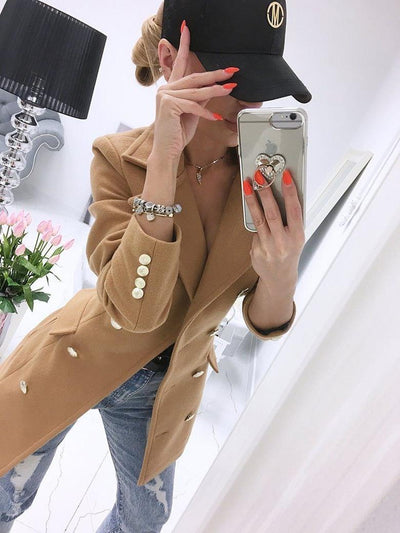 Abrigo de Lana Doble Botonadura Largo Elegante para Mujer - Image 13
