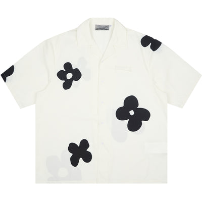 Camisa Vintage de Cuello Cubano con Siluetas Florales Dibujadas a Mano - Image 2