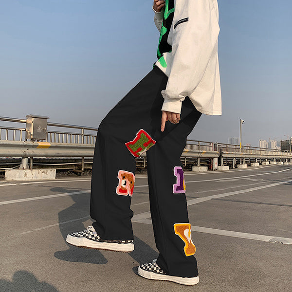 Pantalones Casuales para Hombre con Letras Bordadas Estilo Moderno