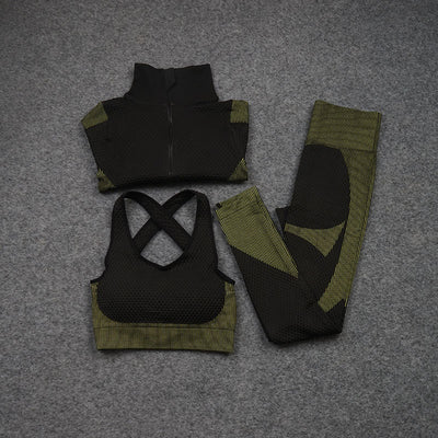 Conjunto Deportivo de 3 Piezas Yoga Fitness con Tela Elástica - Image 13