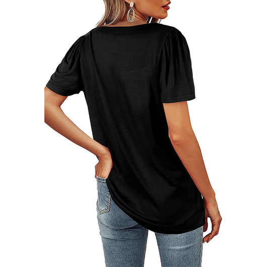 Camiseta de Cuello Cuadrado con Rayas Fruncidas para Mujer - Image 38