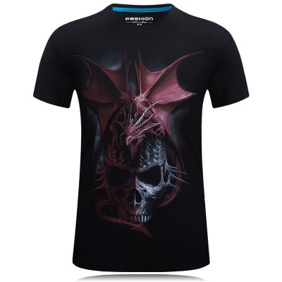 Playera Hombre Calavera Impresión 3D Manga Corta