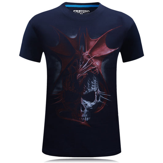 Playera Hombre Calavera Impresión 3D Manga Corta - Image 4