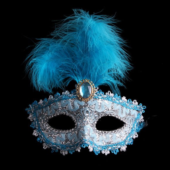 Máscara de Cuero con Plumas para Fiestas de Gala