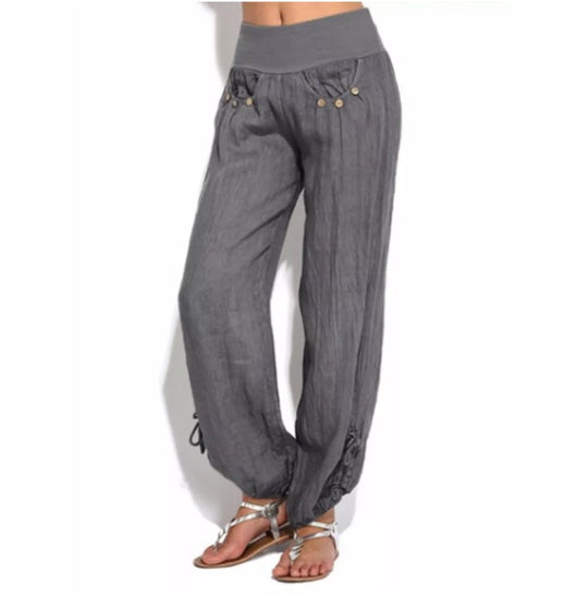 Pantalones Anchos Casuales con Botones Sueltos para Mujer - Image 20