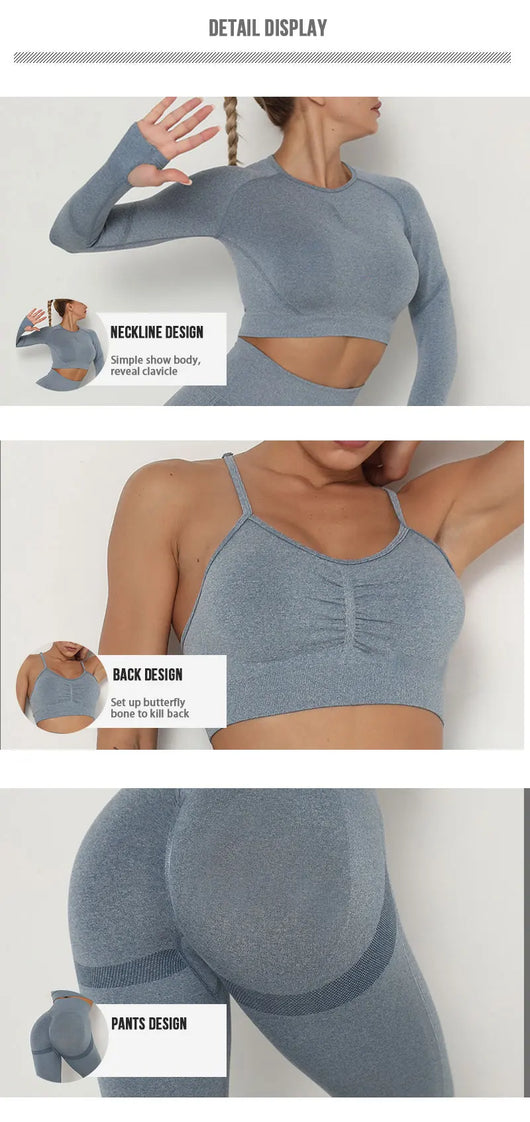 Traje de Yoga Largo Ajustado de Cintura Alta con Manga Larga - Image 15