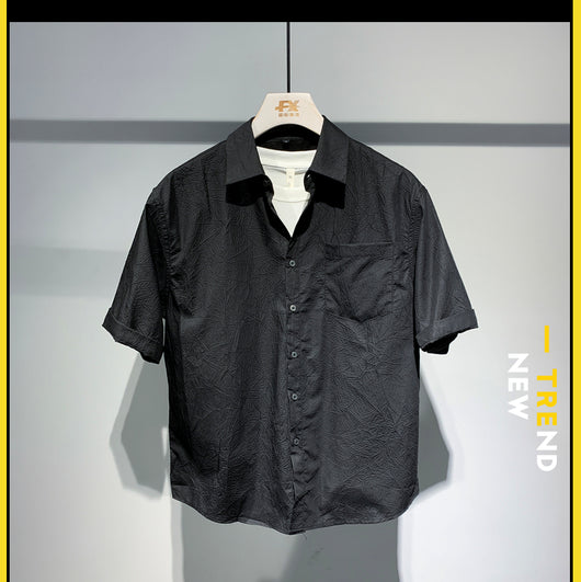 Camisa Suelta Manga Corta Estilo Coreano Japonés para Hombre - Image 8