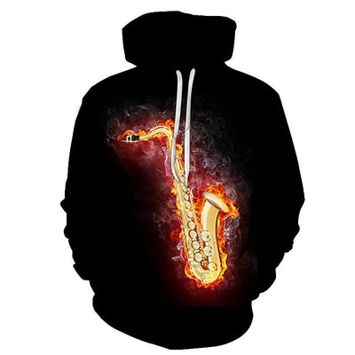 Sudadera con Estampado 3D Llamas Digitales Multicolor