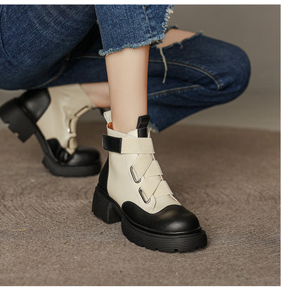Botas Martin de Cuero Grueso Estilo Retro Francés para Mujer - Image 15