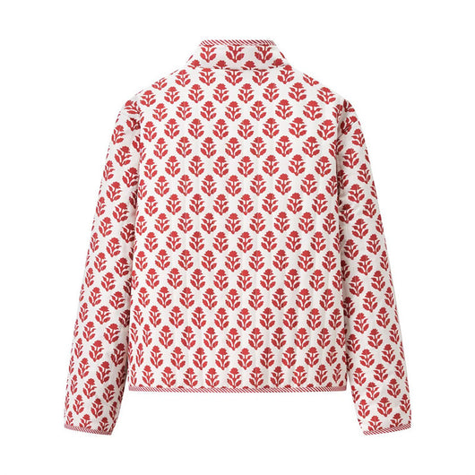 Abrigo Reversible de Algodón con Cuello Mao Estampado para Mujer - Image 3