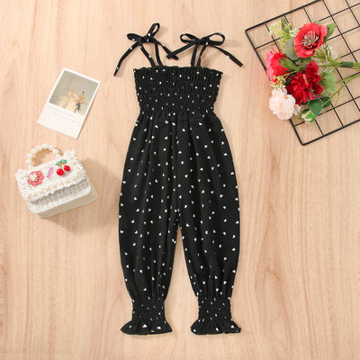 Enterizo Infantil con Tirantes Elásticos y Estampado de Corazones - Image 3