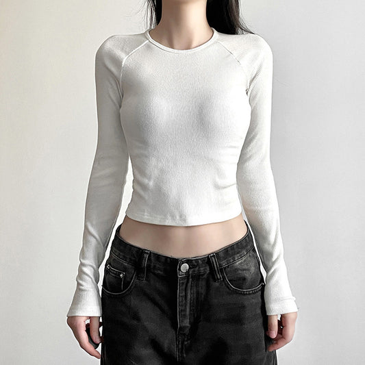 Blusa Ajustada de Manga Larga con Estampado Atrevido para Mujer