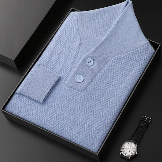 Suéter de Cuello Solapa en Cashmere Puro para Hombre - Invierno - Image 4