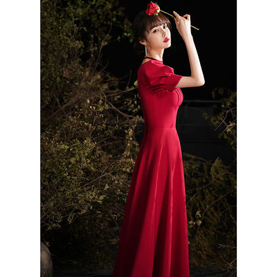 Vestido Largo Rojo de Novia para Verano - Image 5