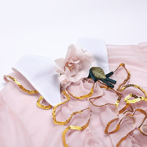 Blusa de Gasa con Cuello Tipo Muñeca