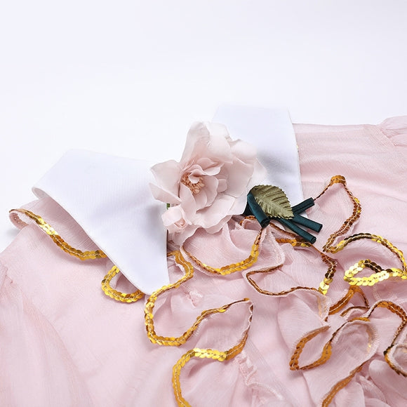 Blusa de Gasa con Cuello Tipo Muñeca