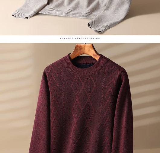 Suéter de Terciopelo Grueso para Hombre - Cuello Redondo Invierno - Image 14