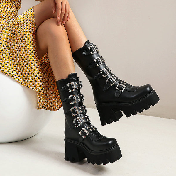 Botas Martin Plataforma Estilo Punk para Mujer