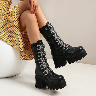 Botas Martin Plataforma Estilo Punk para Mujer
