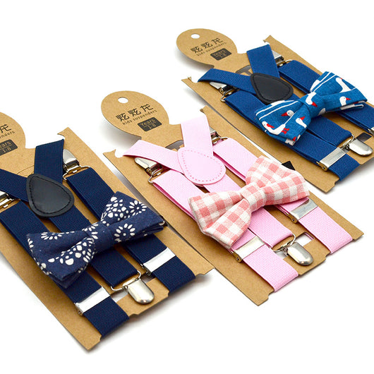 Conjunto de Tirantes y Pajarita Estampada para Niños