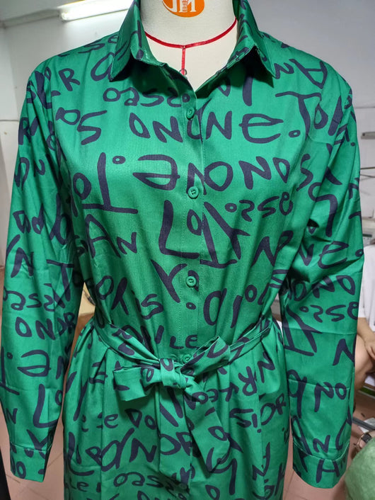 Camisa Vestido Estampada con Solapa Oversize - Image 16