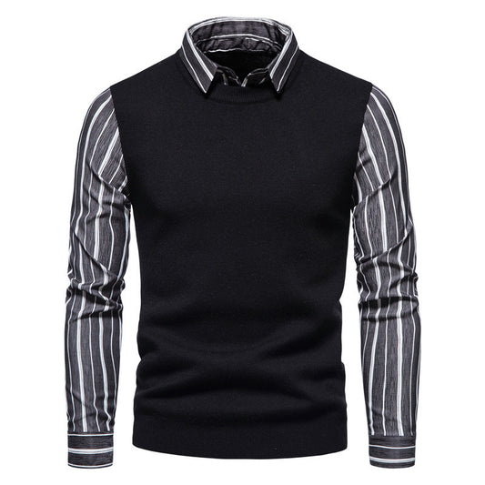 Suéter Tipo Camisa con Solapa - Abrigo Tejido Doble Textura para Hombre Otoño Invierno - Image 2