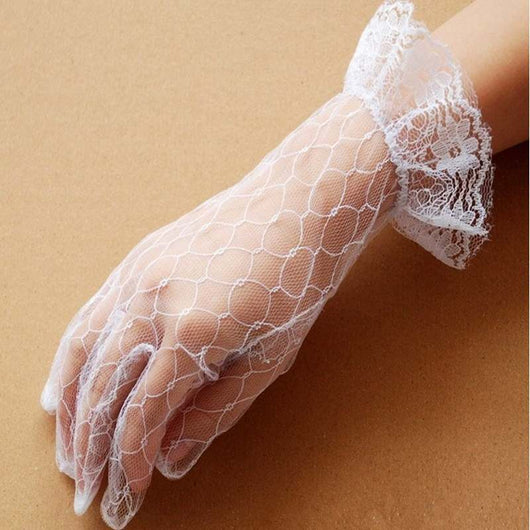 Guantes de encaje cortos con dedos para novia