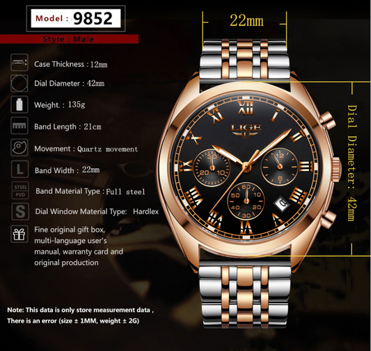 Reloj Deportivo Deportivo de Acero Inoxidable con Esfera Grande Estilo Europeo - Image 2