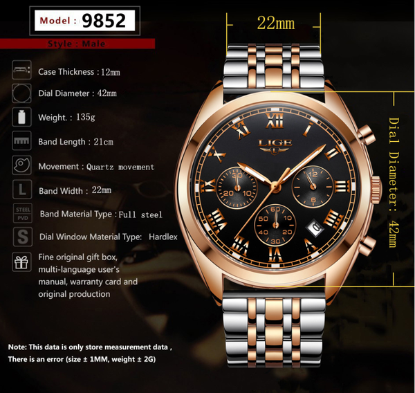 Reloj Deportivo Deportivo de Acero Inoxidable con Esfera Grande Estilo Europeo