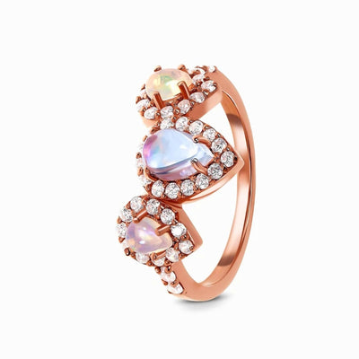 Anillo de Oro Rosado con Microdiamante de Piedra de Luna - Image 2