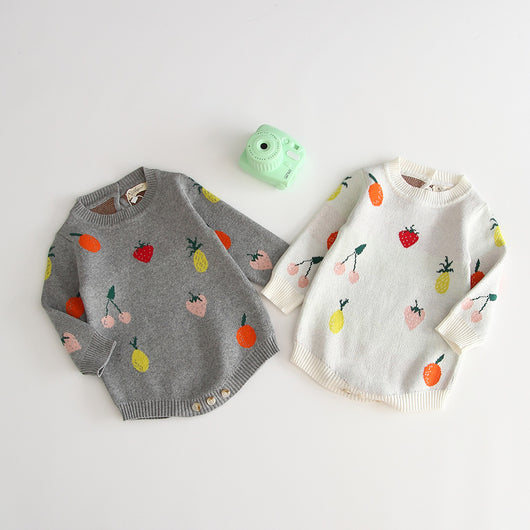 Jumpsuit de Algodón Jacquard Frutal Doble Capa