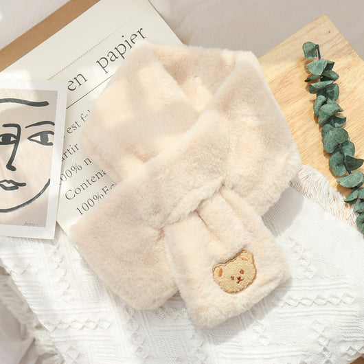Bufanda Térmica Estilo Coreano con Oso Peluche - Versátil para Invierno - Image 3