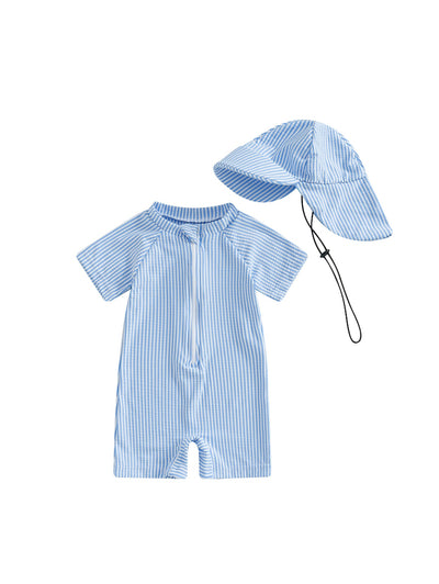 Traje de Baño Infantil Rayas Manga Corta Tallas 70-110 - Image 7