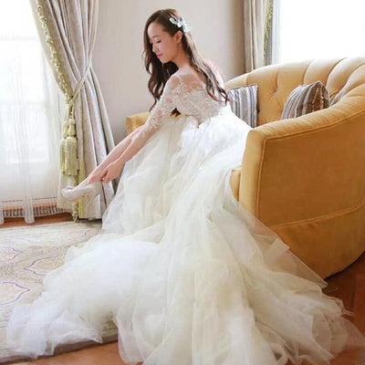 Vestido de Novia con Mangas de Encaje Elegante - Image 6
