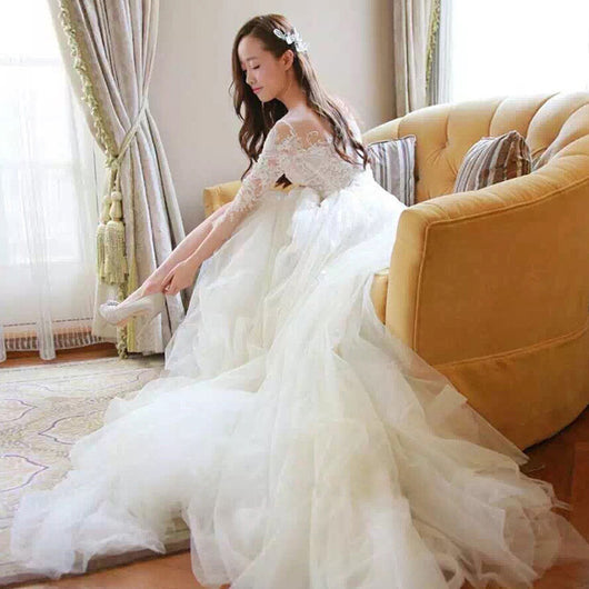 Vestido de Novia con Mangas de Encaje Elegante - Image 6