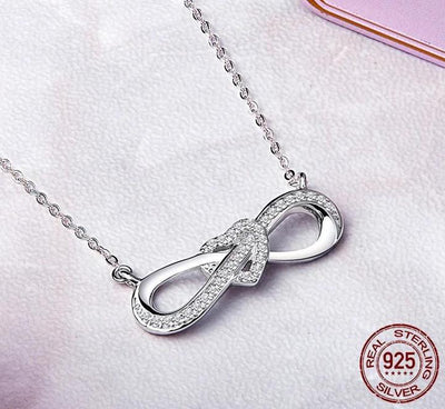 Collar de Plata Corazón Infinito - Cadena de Clavícula con 8 Caracteres S925 - Image 2