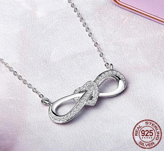 Collar de Plata Corazón Infinito - Cadena de Clavícula con 8 Caracteres S925 - Image 2