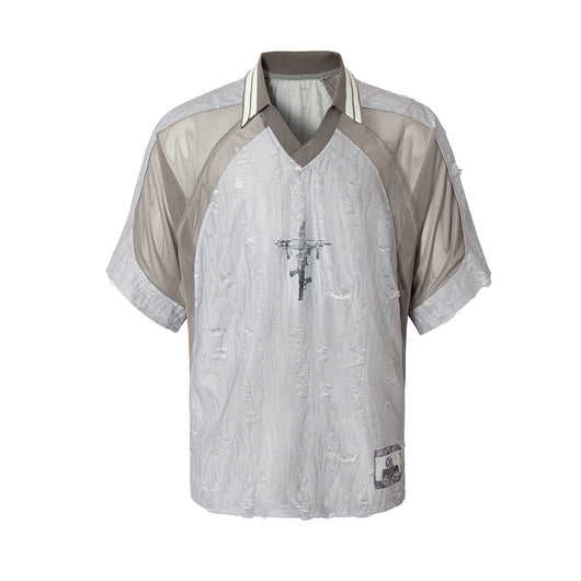 Sudadera Tipo Polo con Costuras Desgastadas para Hombre - Image 3