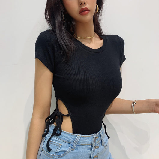 Blusa Elegante Cuello Redondo y Cintura Alta con Amarre - Image 3