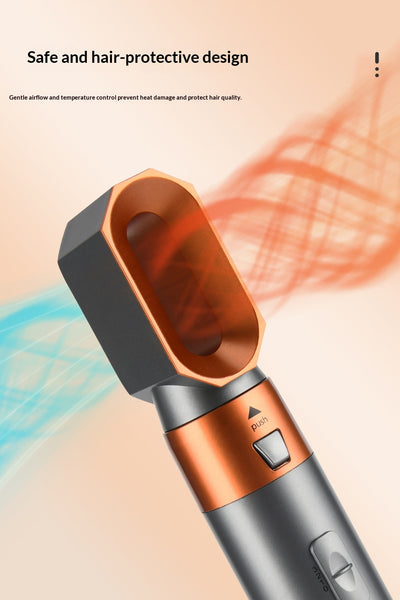 5-in-1 multifunctional hair styler with dark gray handle and rose gold accents, including hot air comb, curling wands, and paddle brush attachments, plus a blac - Image 11