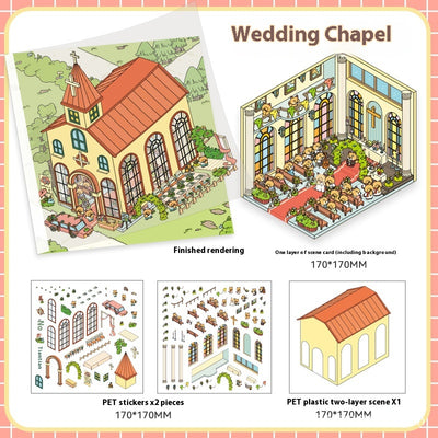 Cartoon flower park sticker set with a two-layer plastic greenhouse scene card and various plant and character stickers. - Image 9