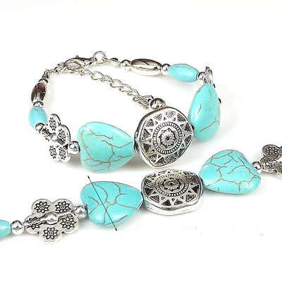 Pulsera de Piedras Naturales con Corazones de Plata Tibet - Energía y Estilo - Image 2