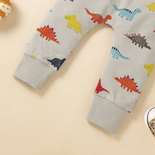 Conjunto de Sudadera con Capucha y Pantalón Estampado Dinosaurios para Otoño e Invierno - Image 14