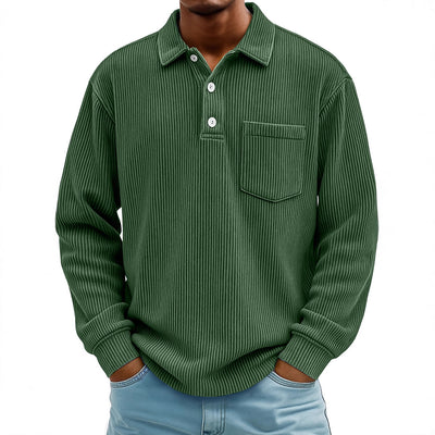 Polo Manga Larga de Pana a Rayas para Hombre - Image 4