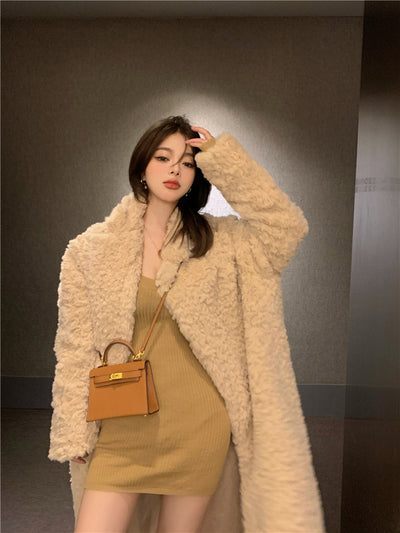 Cardigan Abrigo Grueso de Manga Larga con Forro Peludo para Otoño e Invierno - Image 9