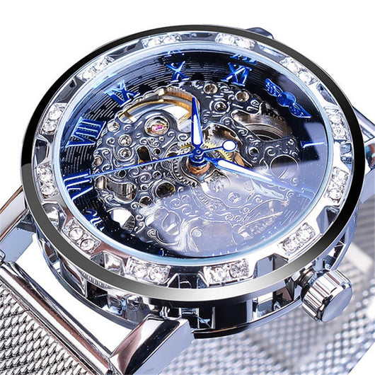 Reloj Mecánico con Correa Hueca de Diamantes de Imitación - Image 11