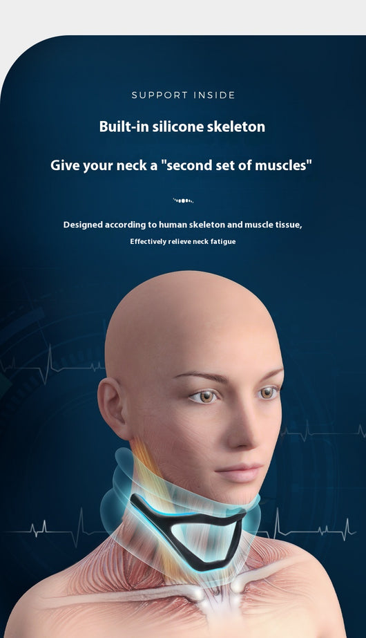 Pink bionic breathable neck guard for cervical vertebra care, designed to prevent bowing and neck leaning forward, shown with a grey storage bag. - Image 20